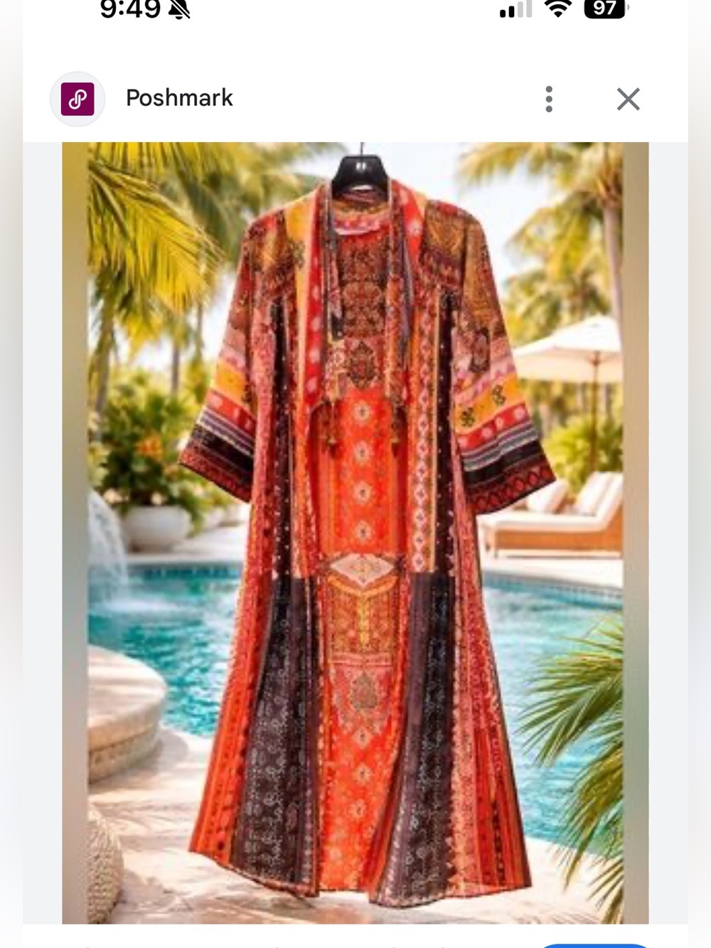 Soft Surroundings Orange Multi Printed Long Tunic - Picture 1 of 11